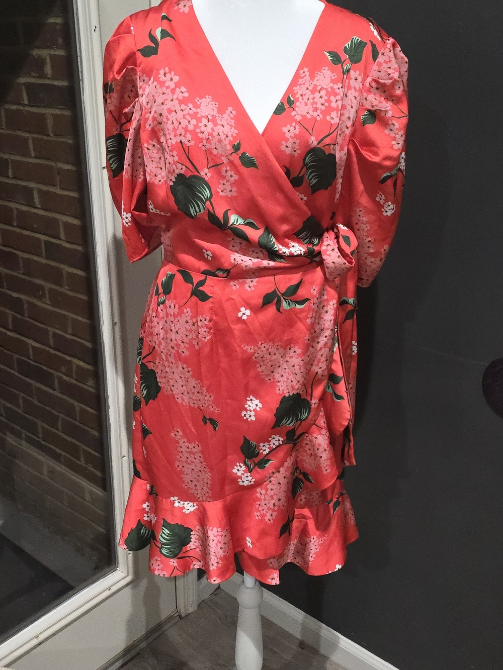 KEEPSAKE the Label Coral Floral Wrap Dress